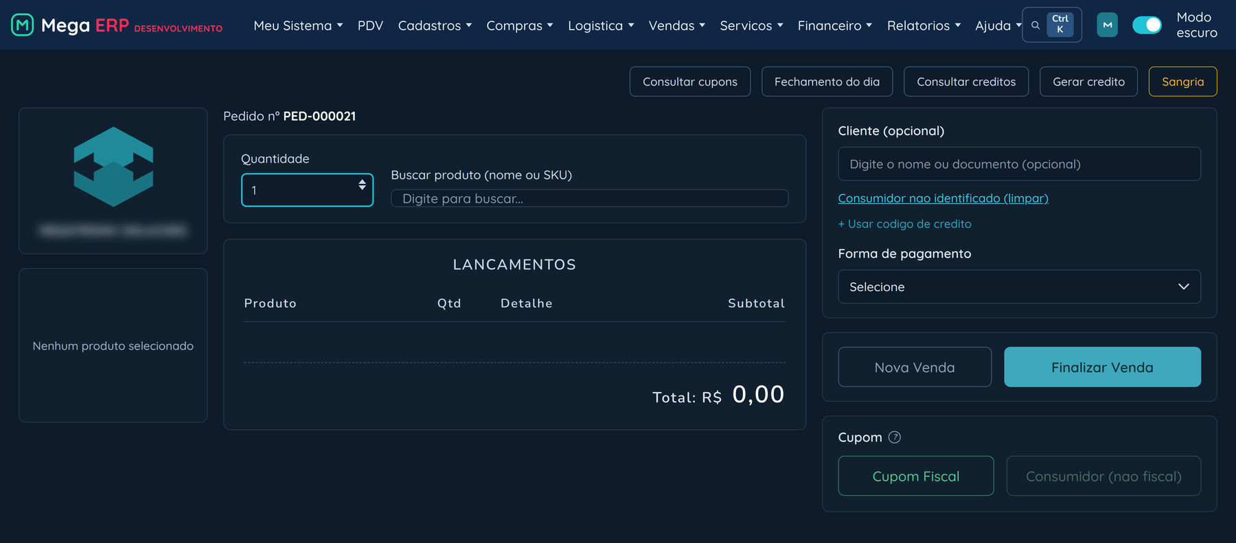PDV — venda de balcão